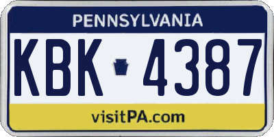 PA license plate KBK4387
