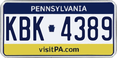 PA license plate KBK4389