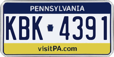 PA license plate KBK4391