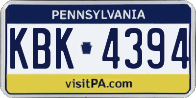 PA license plate KBK4394