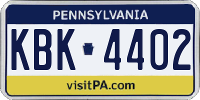 PA license plate KBK4402