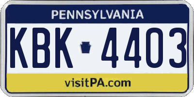 PA license plate KBK4403