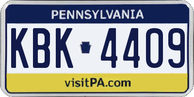 PA license plate KBK4409