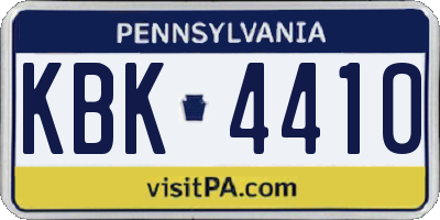 PA license plate KBK4410
