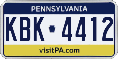 PA license plate KBK4412