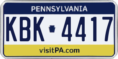 PA license plate KBK4417