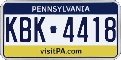 PA license plate KBK4418