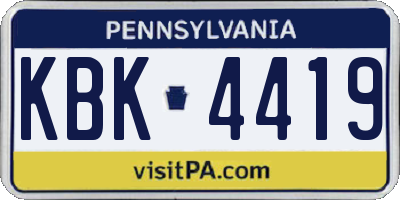 PA license plate KBK4419