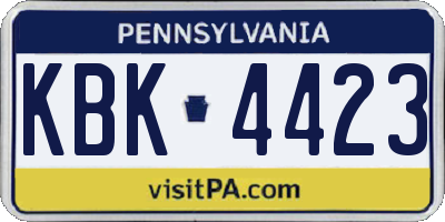 PA license plate KBK4423