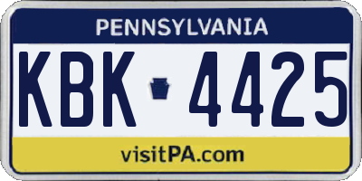 PA license plate KBK4425