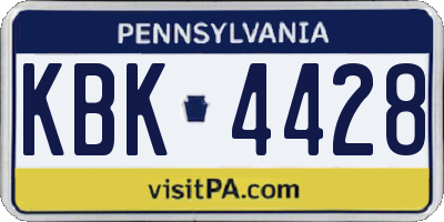 PA license plate KBK4428