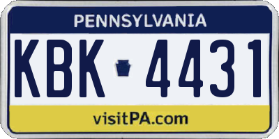 PA license plate KBK4431
