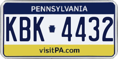PA license plate KBK4432