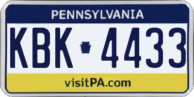 PA license plate KBK4433