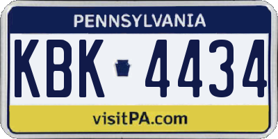 PA license plate KBK4434