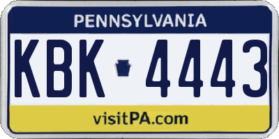 PA license plate KBK4443