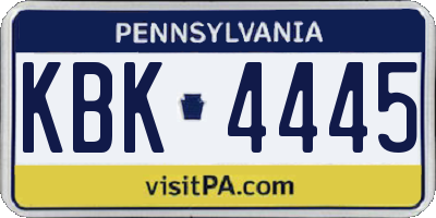 PA license plate KBK4445