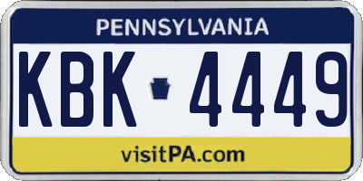 PA license plate KBK4449