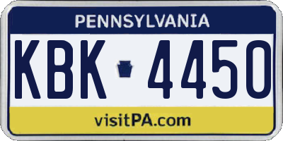 PA license plate KBK4450