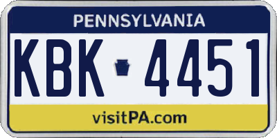 PA license plate KBK4451