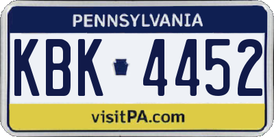 PA license plate KBK4452
