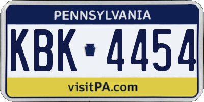 PA license plate KBK4454