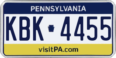 PA license plate KBK4455