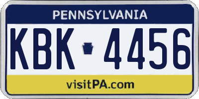 PA license plate KBK4456