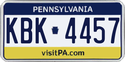 PA license plate KBK4457
