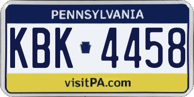 PA license plate KBK4458