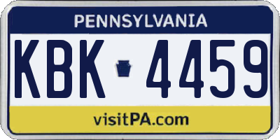 PA license plate KBK4459