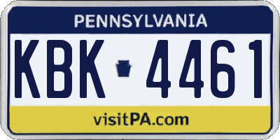 PA license plate KBK4461