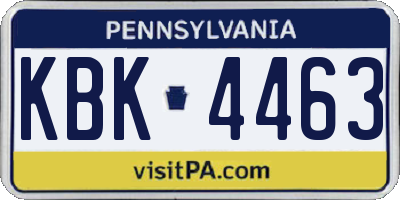 PA license plate KBK4463