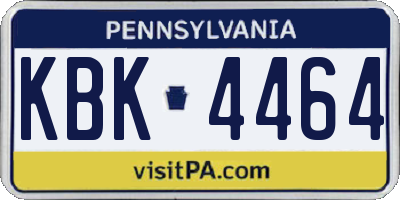 PA license plate KBK4464