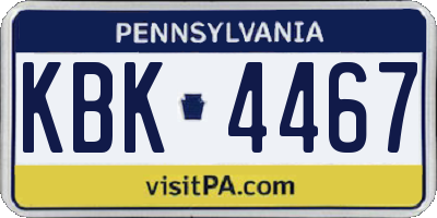 PA license plate KBK4467