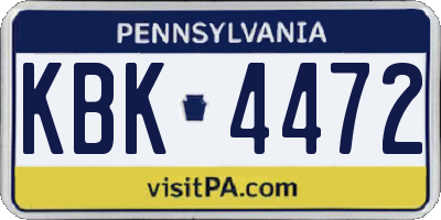 PA license plate KBK4472