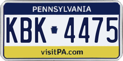 PA license plate KBK4475
