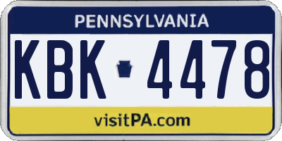 PA license plate KBK4478