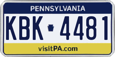 PA license plate KBK4481