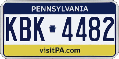 PA license plate KBK4482