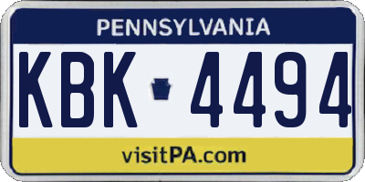 PA license plate KBK4494