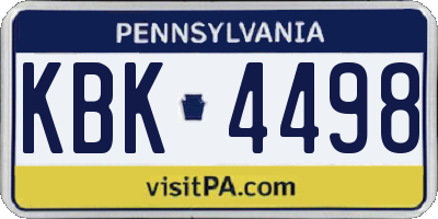 PA license plate KBK4498