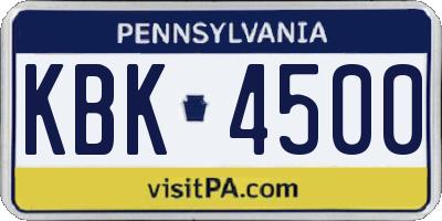 PA license plate KBK4500