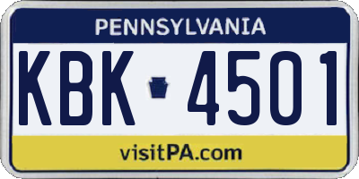 PA license plate KBK4501