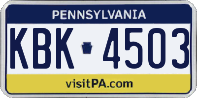 PA license plate KBK4503