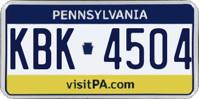 PA license plate KBK4504