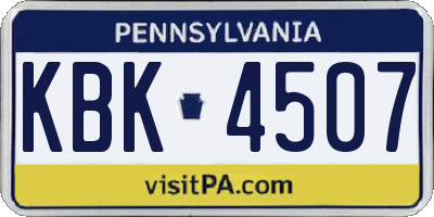 PA license plate KBK4507