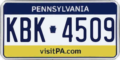 PA license plate KBK4509