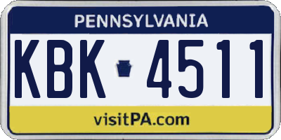 PA license plate KBK4511