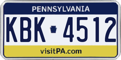 PA license plate KBK4512